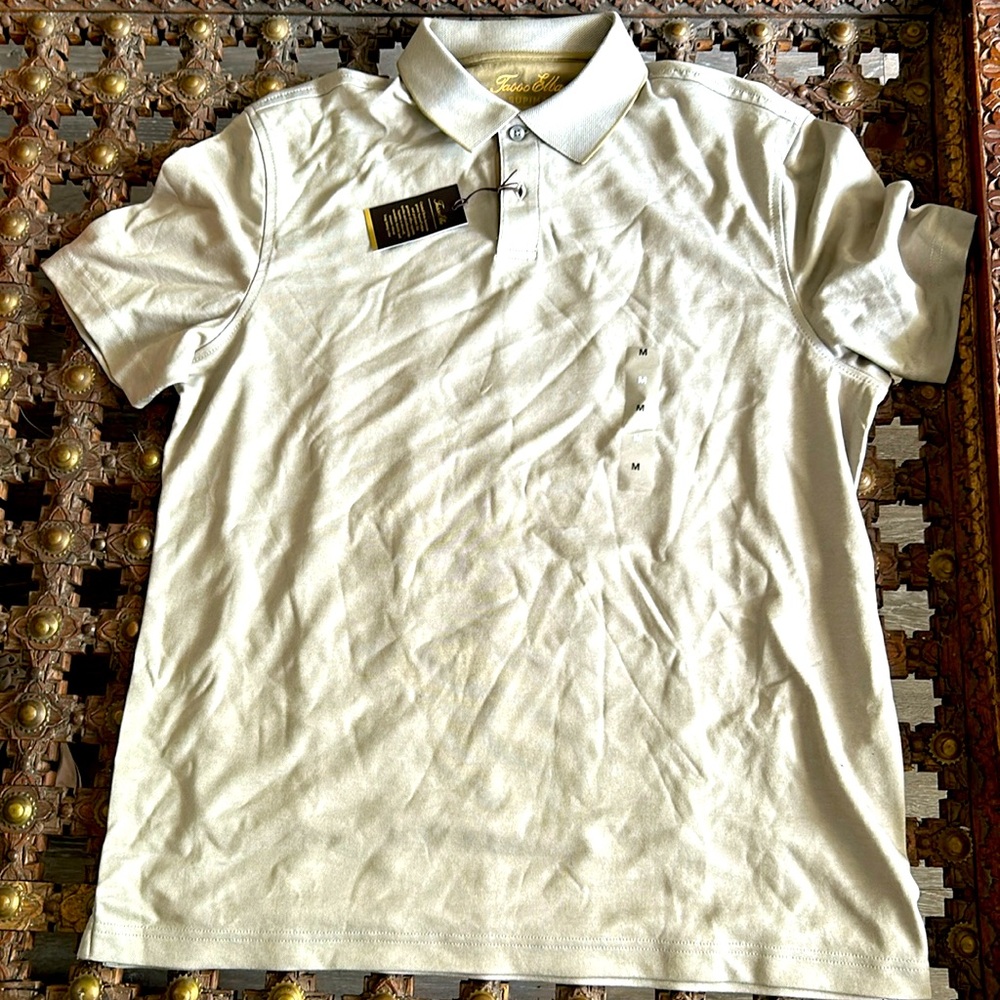 Tasso Elba lux polo M. City taupe NWT. Made in India. Supina cotton blend